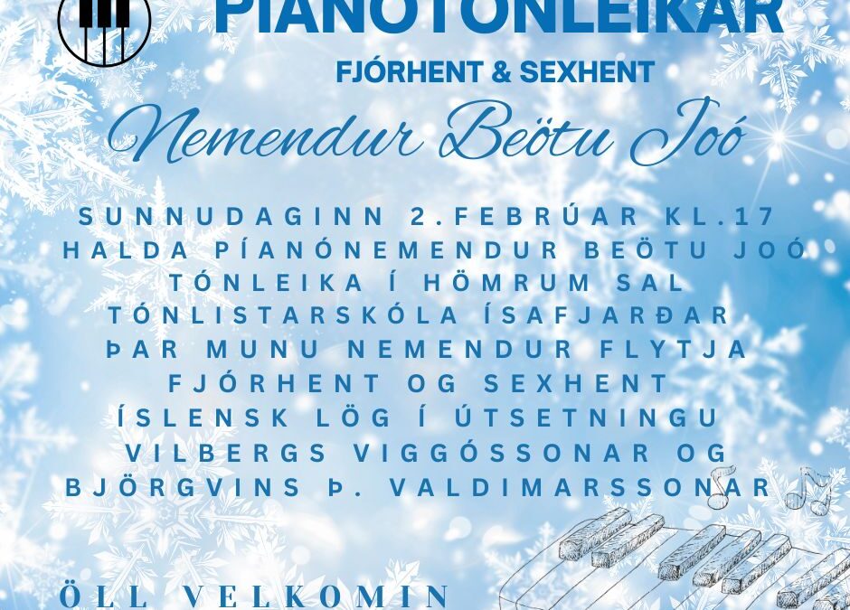 Píanótónleikar – fjórhent og sexhent – nemendur Beötu Joó